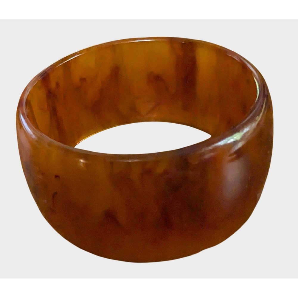 Vintage Brown Bangle Bracelet Tortoise Lucite Wide Chunky Retro Statement